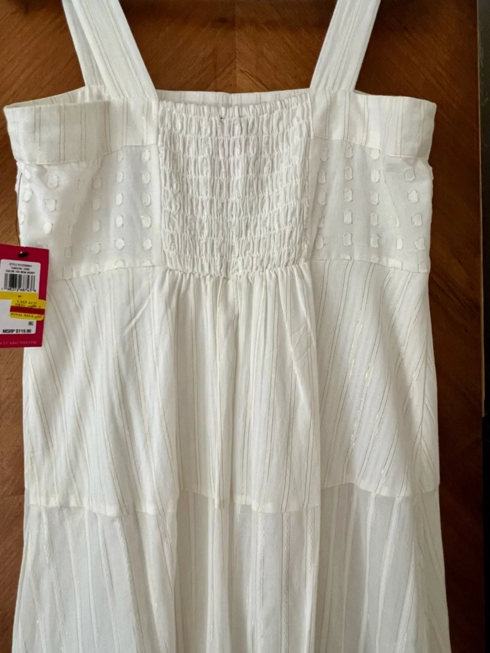 Vince Camuto White Square-Neck Printed Smocked-Back Maxi Dress - Picture 6 of 6